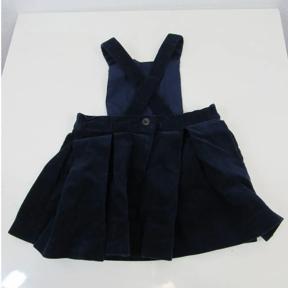 Ralph Lauren 9M Corduroy Overalls Jumper Navy Pleated Jumper Criss Cross Straps